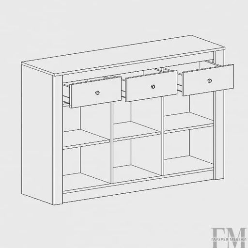 Комод «Даллас», 3 дверцы, 3 ящика